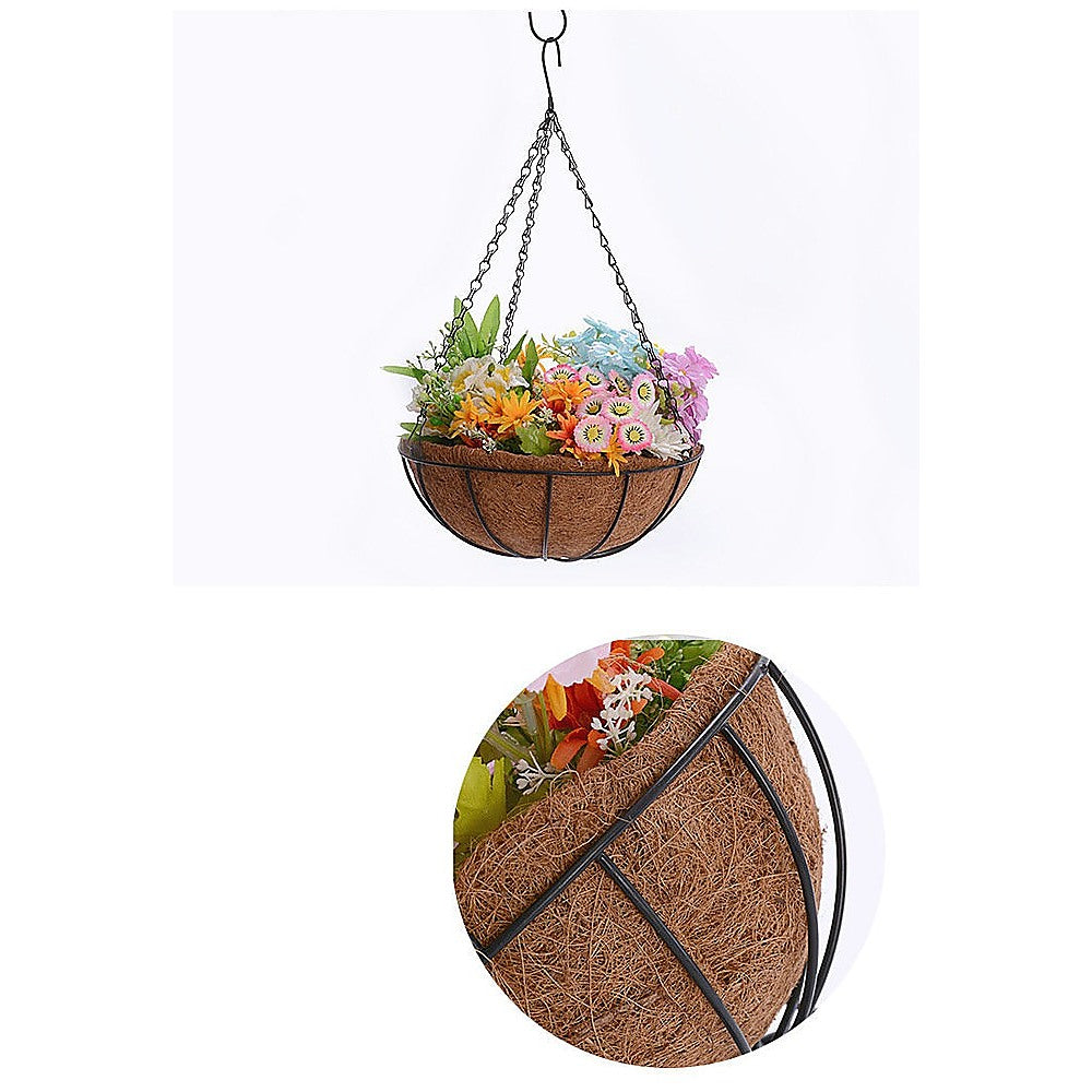 4X Iron & Coir Hanging Baskets 35cm - Indoor & Outdoor Use