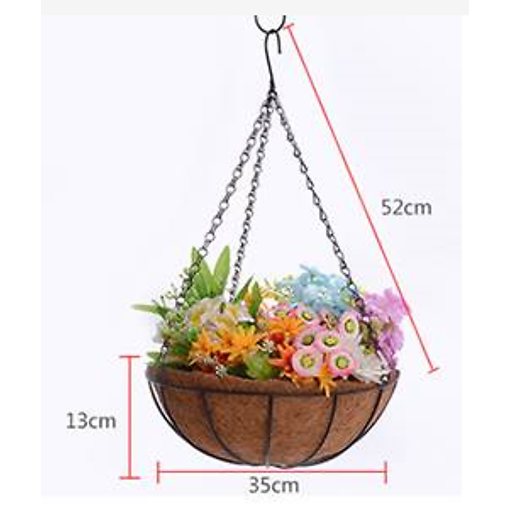 4X Iron & Coir Hanging Baskets 35cm - Indoor & Outdoor Use