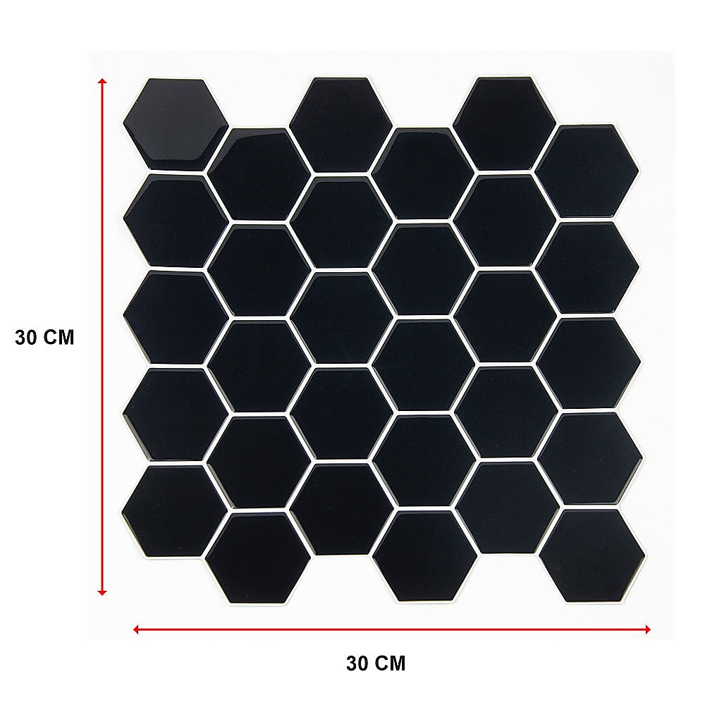 3D Hexagonal Black Peel and Stick Wall Tiles, 10 Sheets