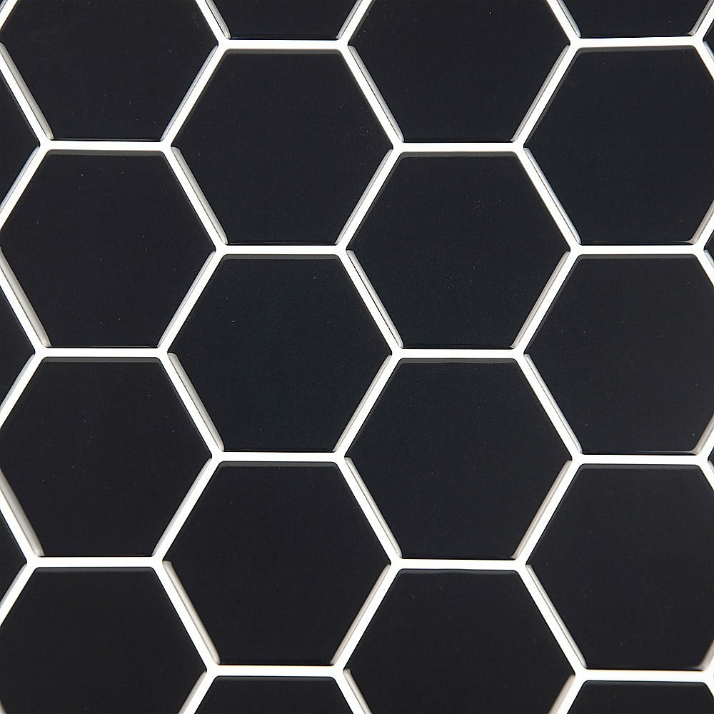 3D Hexagonal Black Peel and Stick Wall Tiles, 10 Sheets