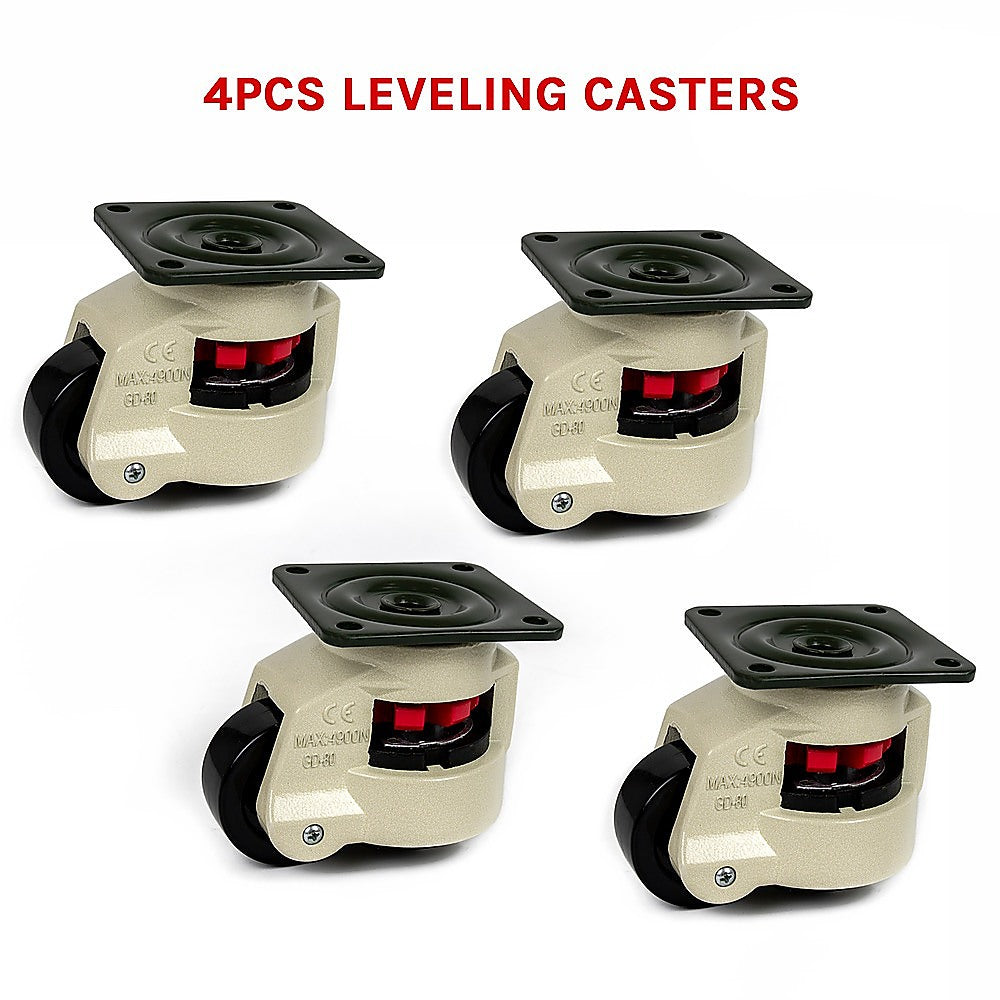 Leveling Casters Swivel Workbench Adjustable Wheel 1000KG Retractable 4PCS