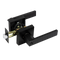 Door Handle Set Lever Key Lock Function Square Black