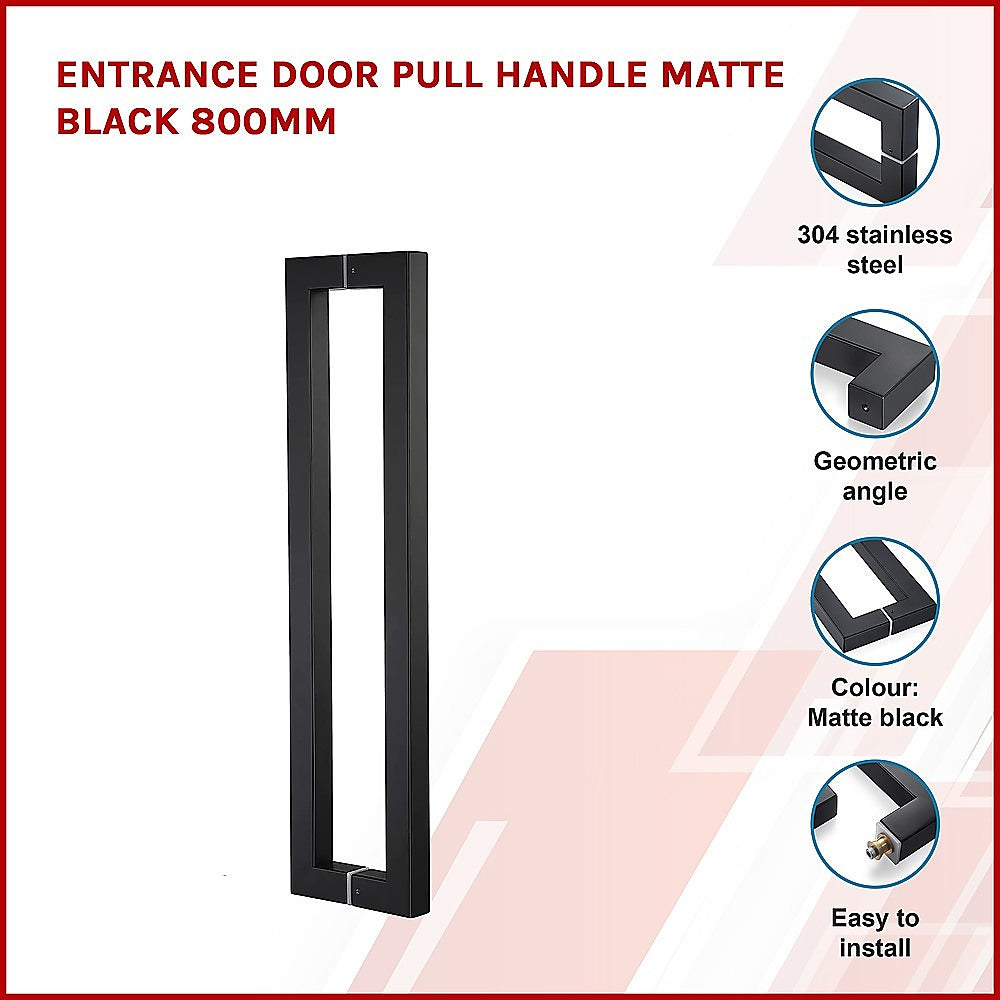 Entrance Door Pull Handle Matte Black 800mm
