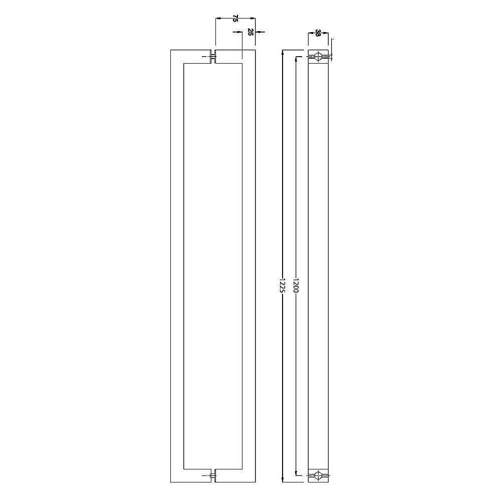 Matte Black 1200mm Door Pull Handle, Stainless Steel