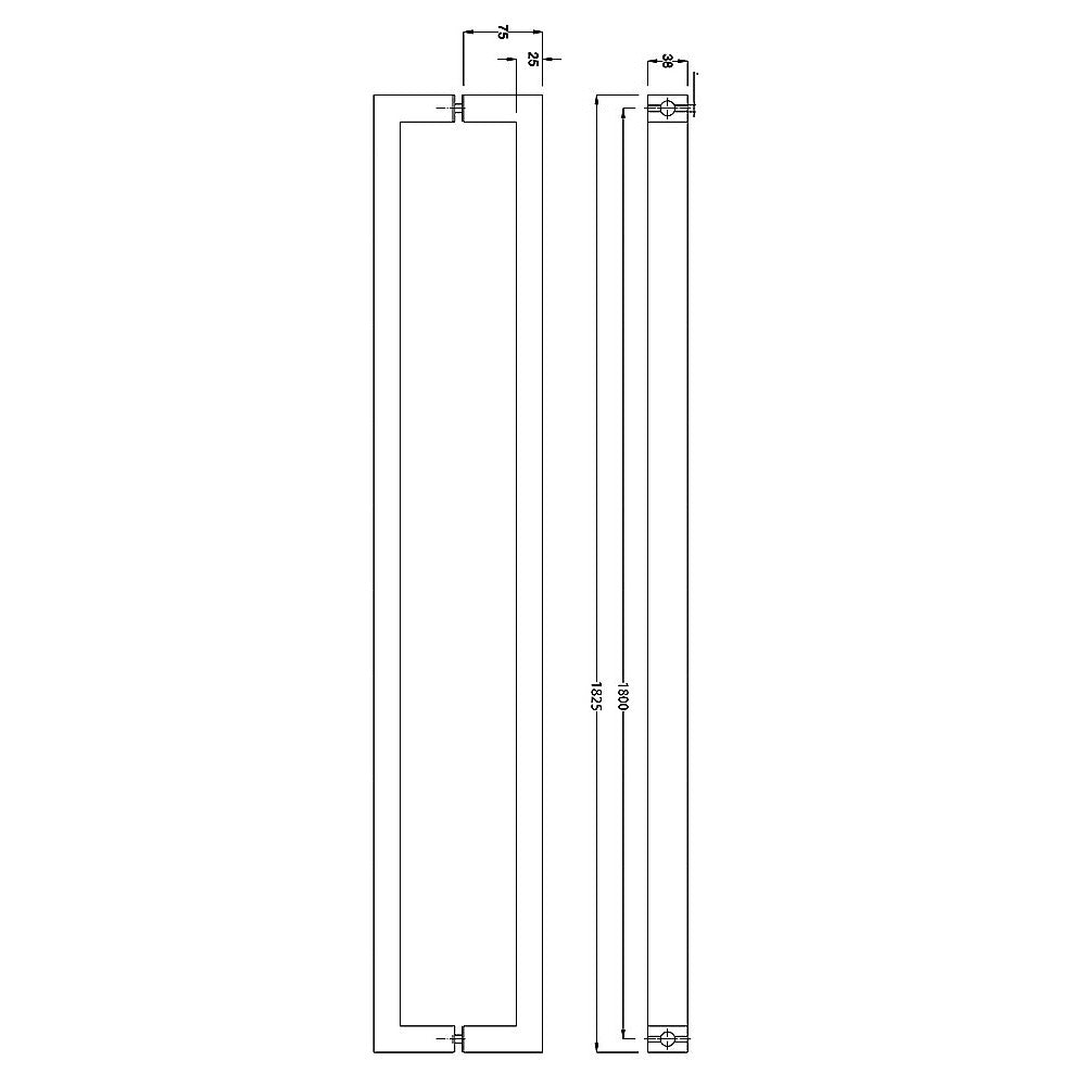 Stainless Steel Matte Black Entrance Door Handle 1800mm