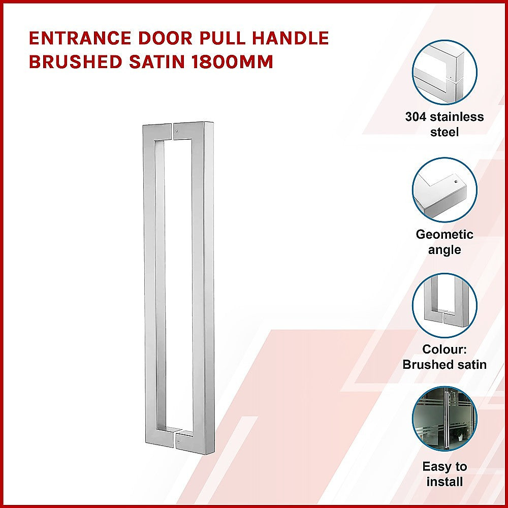 Brushed Satin Stainless Steel Entrance Door Pull Handle 1800mm