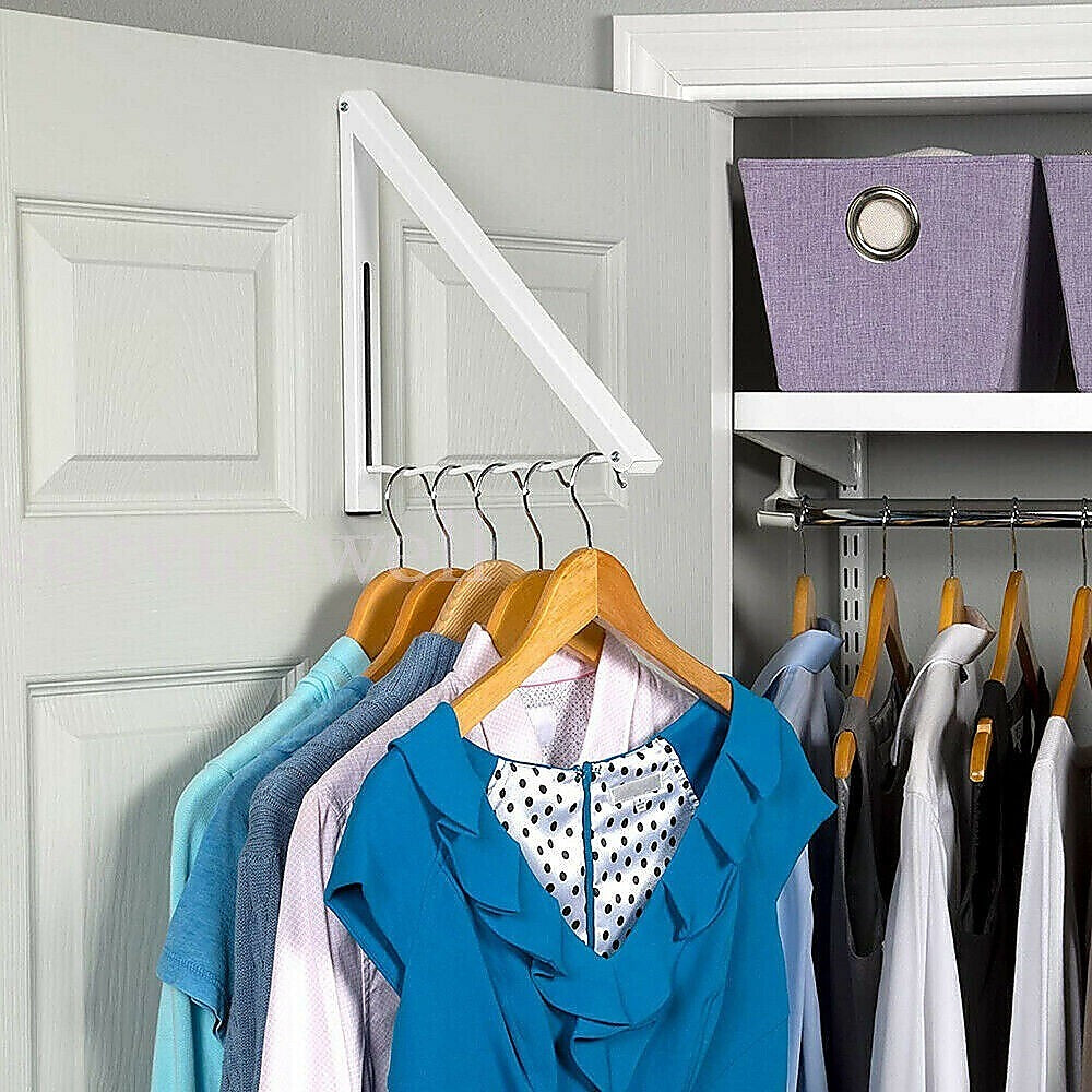 Folding Wall Mount Retractable Clothes Hanger Laundry Drying Rack Orga