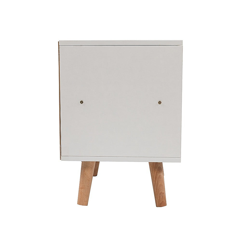 White MDF Bedside Tables with 2 Drawers Storage