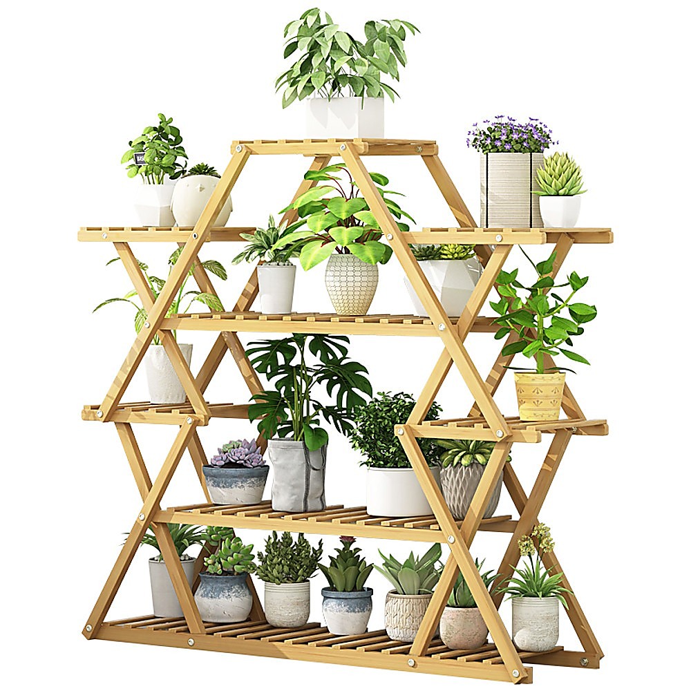 Bamboo Multilayer Flower Plant Bonsai Rack Shelf Stand Porch Lawn Pati