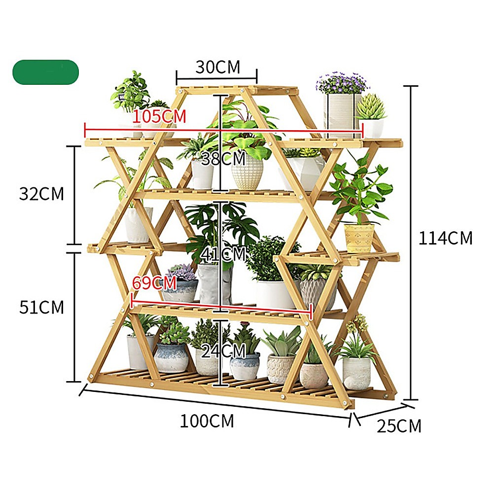 Bamboo Multilayer Flower Plant Bonsai Rack Shelf Stand Porch Lawn Pati