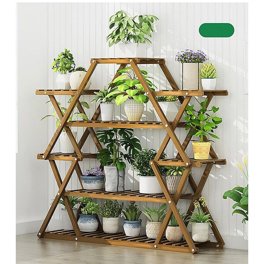 Soft Leaf Rack Bamboo Multilayer Flower Plant Bonsai Rack Shelf Stand Porch Lawn Pati