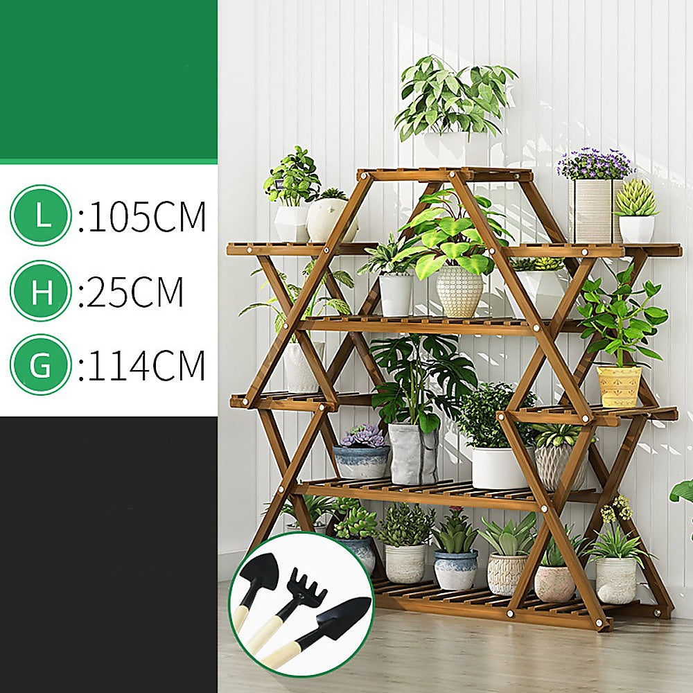 Eco-Friendly Bamboo Flower Plant Shelf Rack (105x25x114cm)