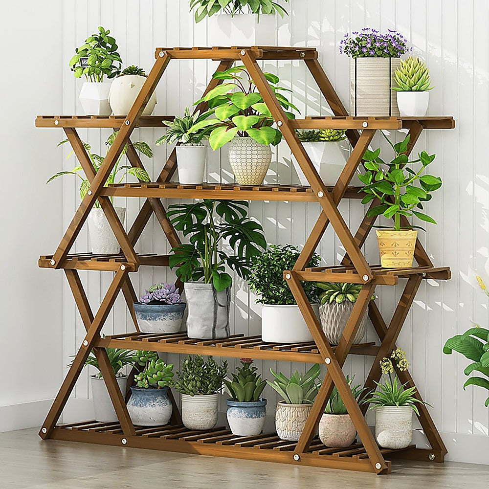 Eco-Friendly Bamboo Flower Plant Shelf Rack (105x25x114cm)