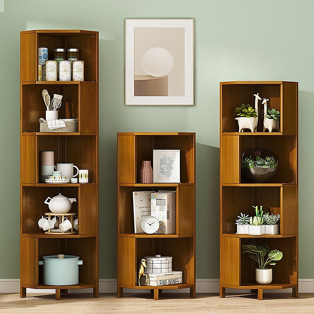 5-Shelf Corner Bookcase Industrial Bookshelf Display Storage Stand