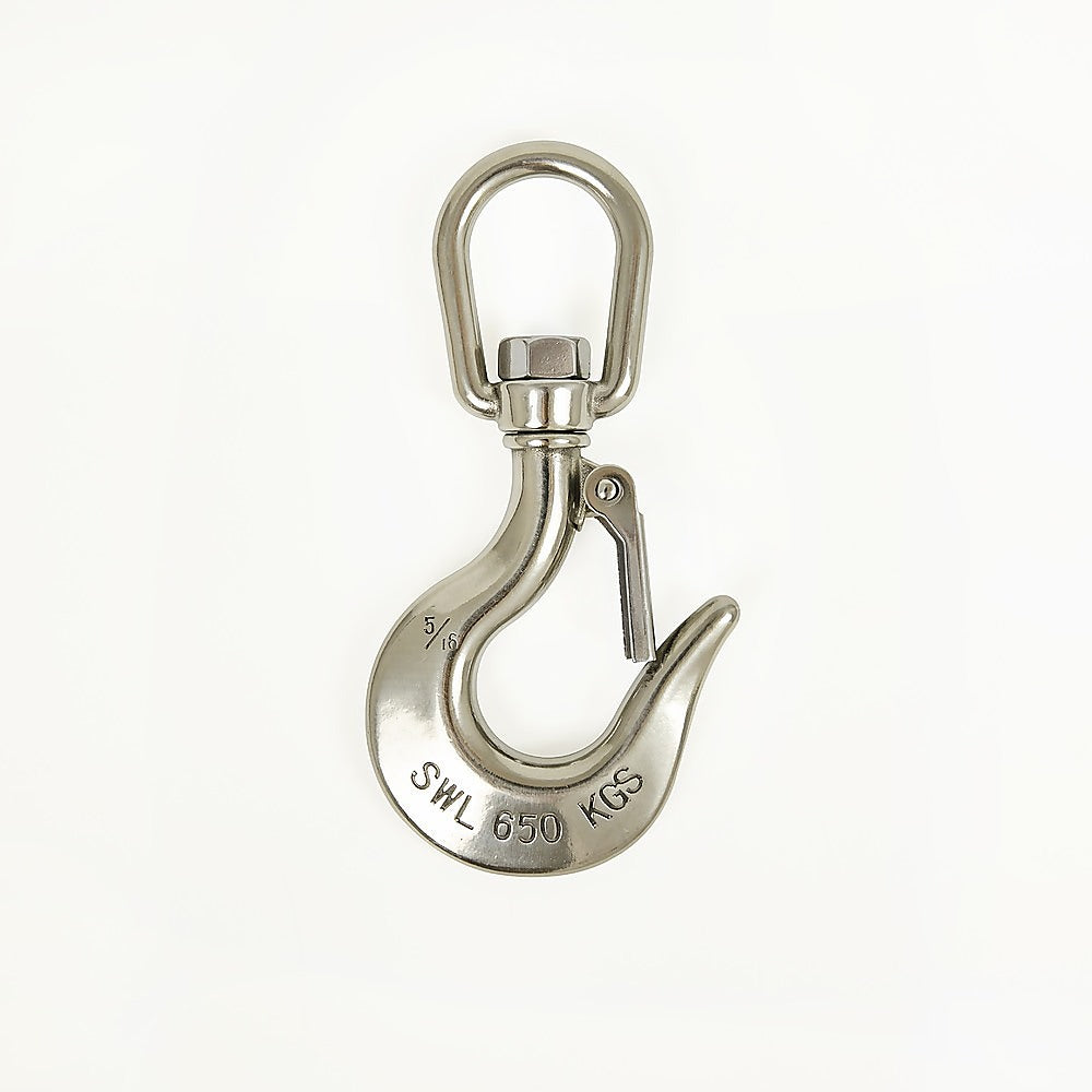 304 SS 360° Swivel Lift Clevis Chain Hook 650kg Safety Lock