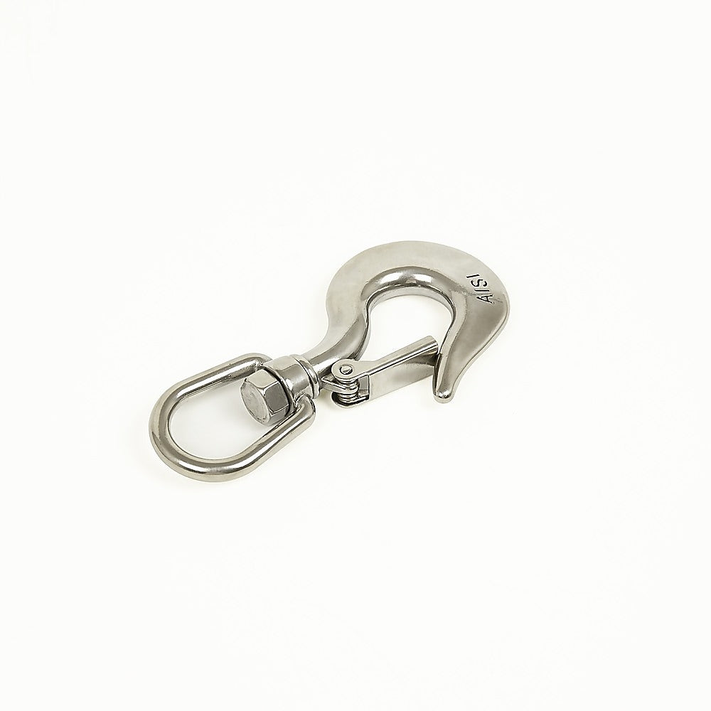 304 Stainless Steel Swivel Lift Clevis Chain Crane Hook with Safety Lock 650kg