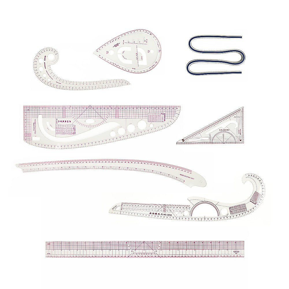 Dressmakers Ruler Image 9pc French Curve Ruler Set DIY Sewing Pattern Measuring Tool for Dress