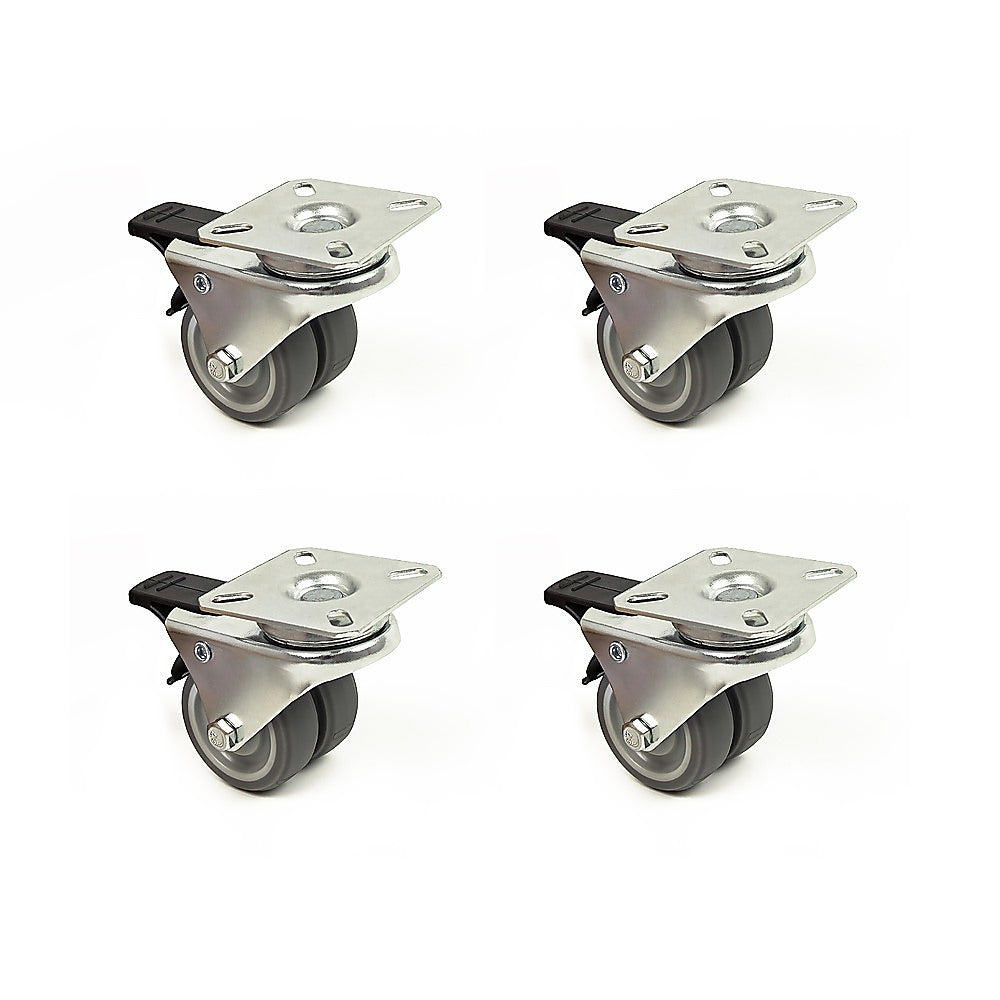 Heavy Duty Swivel Castor Wheels w/ Brake 50mm, 4-Pack