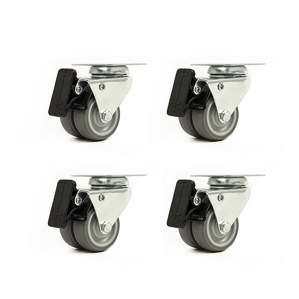 Heavy Duty Swivel Castor Wheels w/ Brake 50mm, 4-Pack