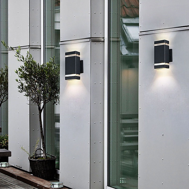 Modern 12" LED Up Down Wall Light dual Lamp Fixtures Outdoor Dusk to Dawn Sensor