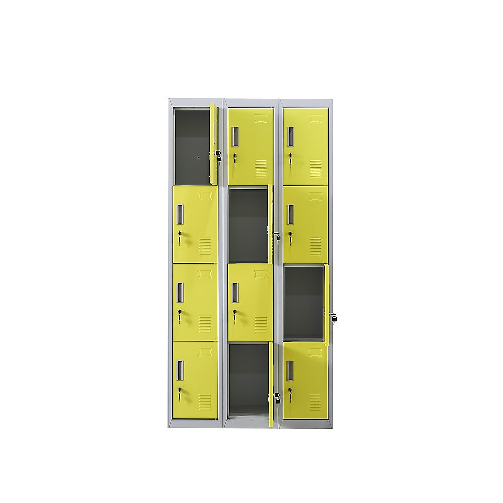 12-Door Locker for Office Gym Shed School Home Storage - Standard Lock with 2 Keys