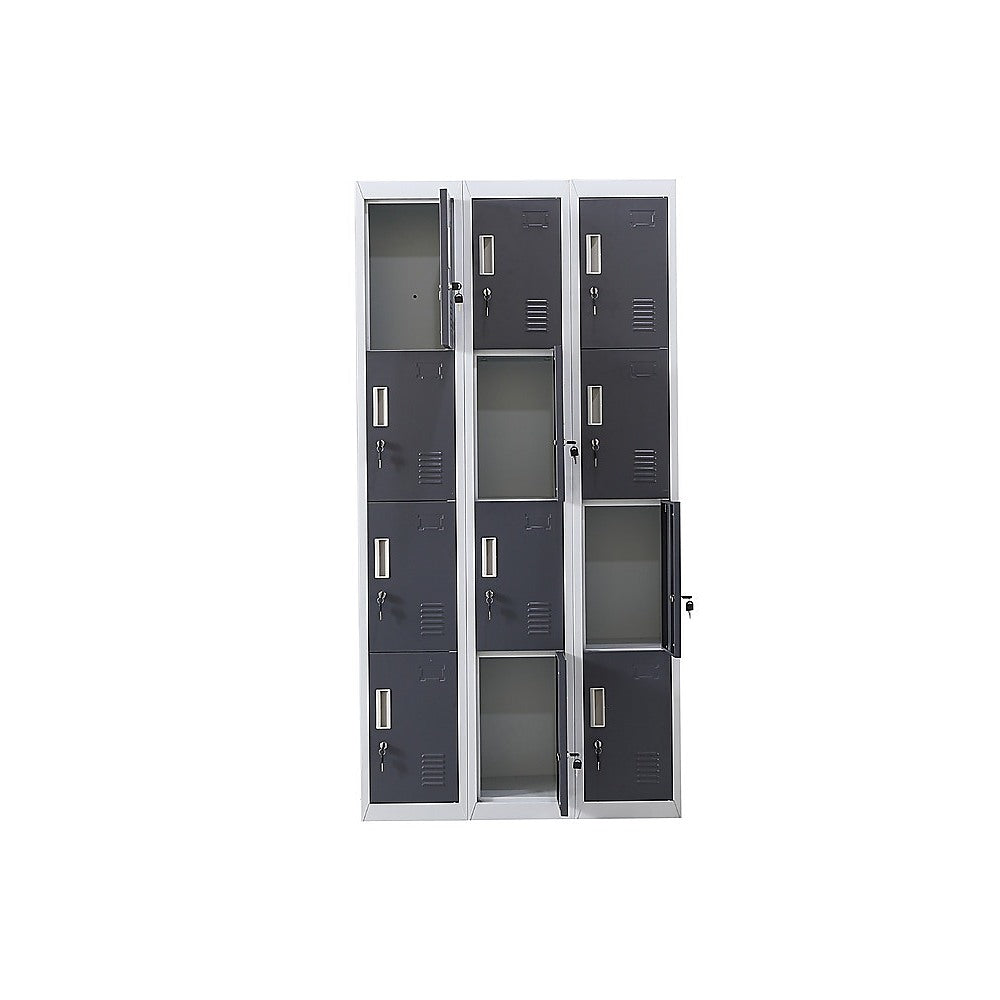 Durable 12-Door Metal Storage Locker with Keys for Office Gym