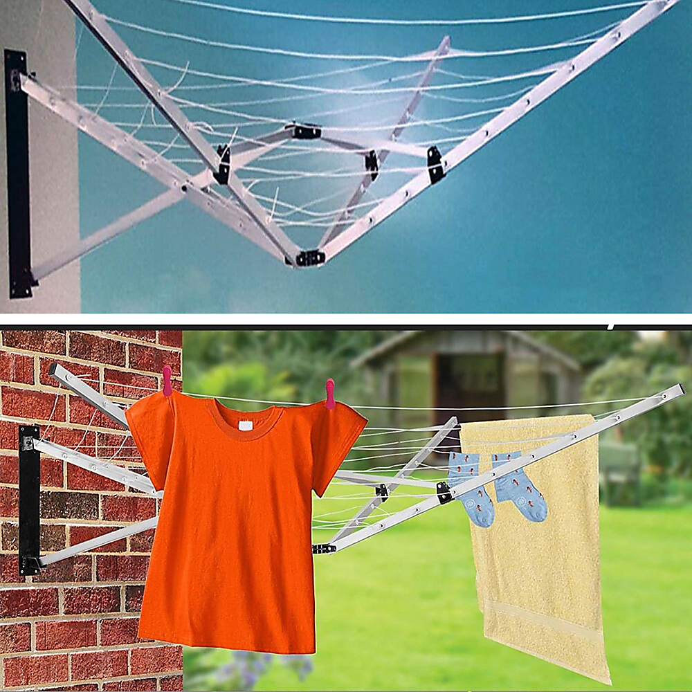 Wall Mounted 5 Arm Foldable Clothes Airer, 26m, Lightweight and Durable