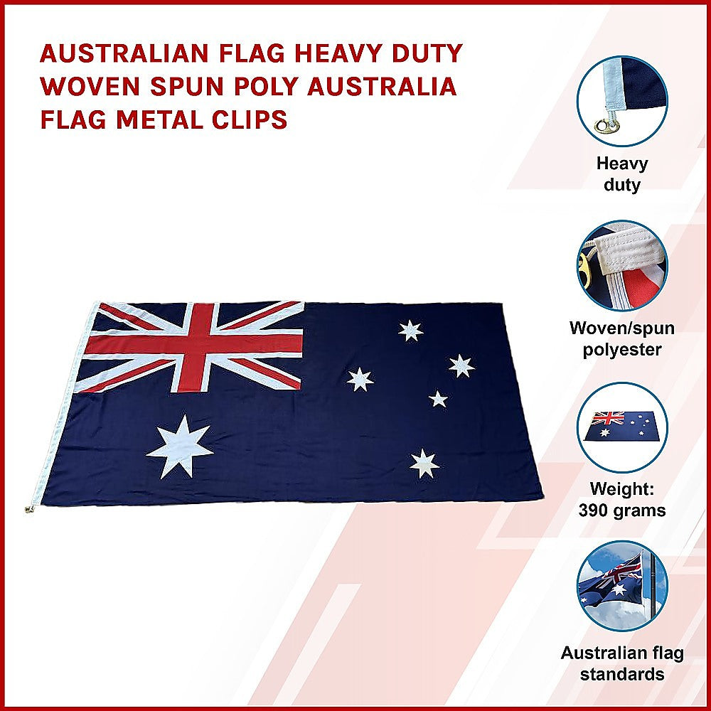 Heavy Duty Woven Polyester Australian Flag with Metal Clips