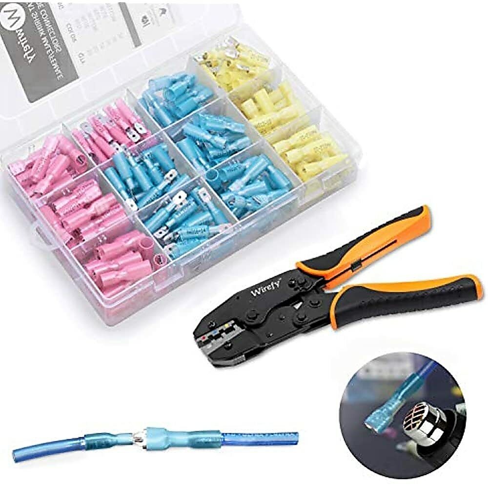 250pc Heat Shrink Spade Connectors Quick Disconnect Wire Electrical