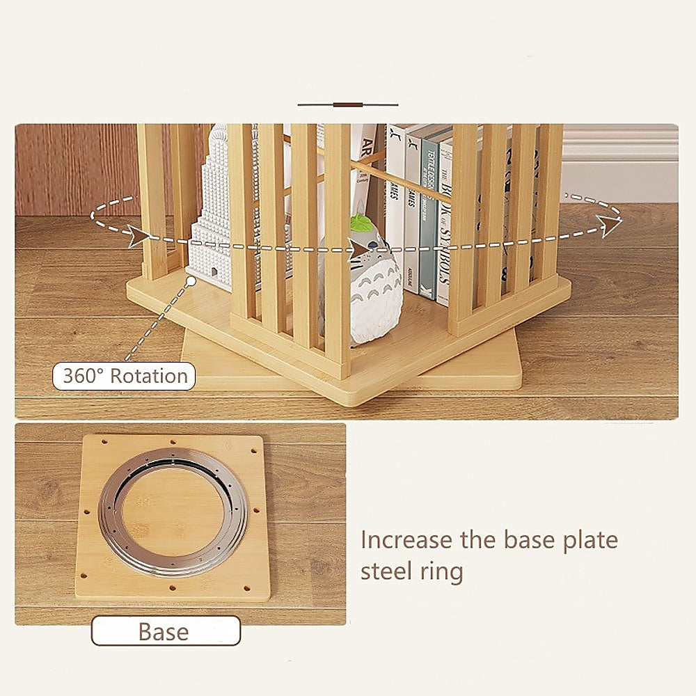 360° Rotating Bamboo Bookshelf, 6-Shelves, Freestanding