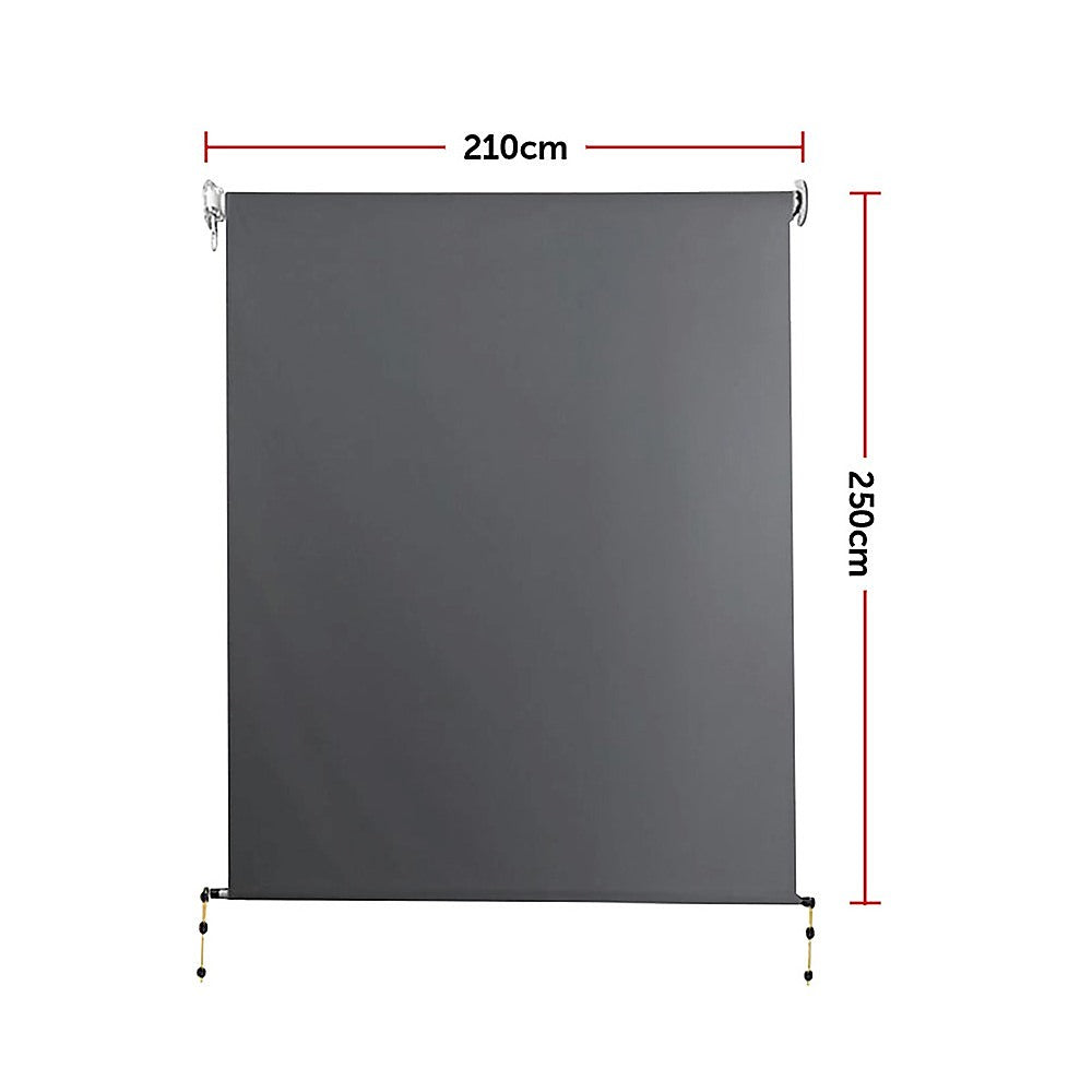 Retractable Straight Drop Roll Down Awning Garden Patio Screen 2.1X2.5M