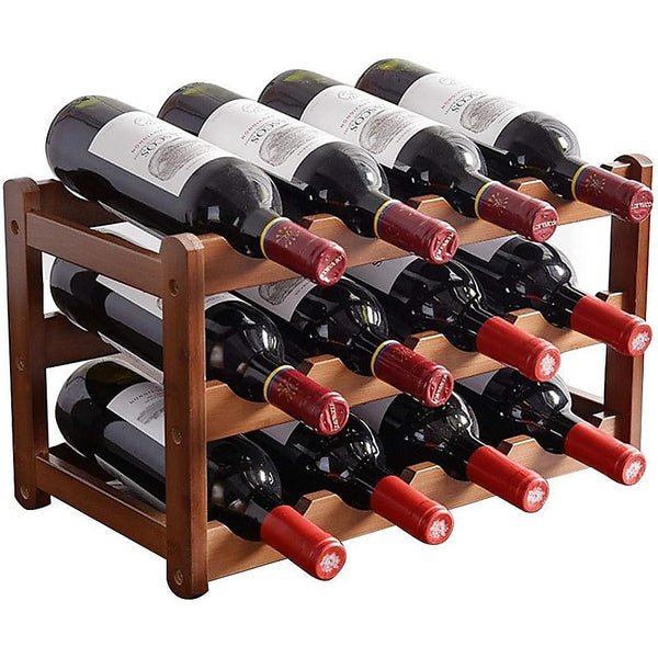 Bamboo Stackable Modular Freestanding Countertop Wine Shelf Rack