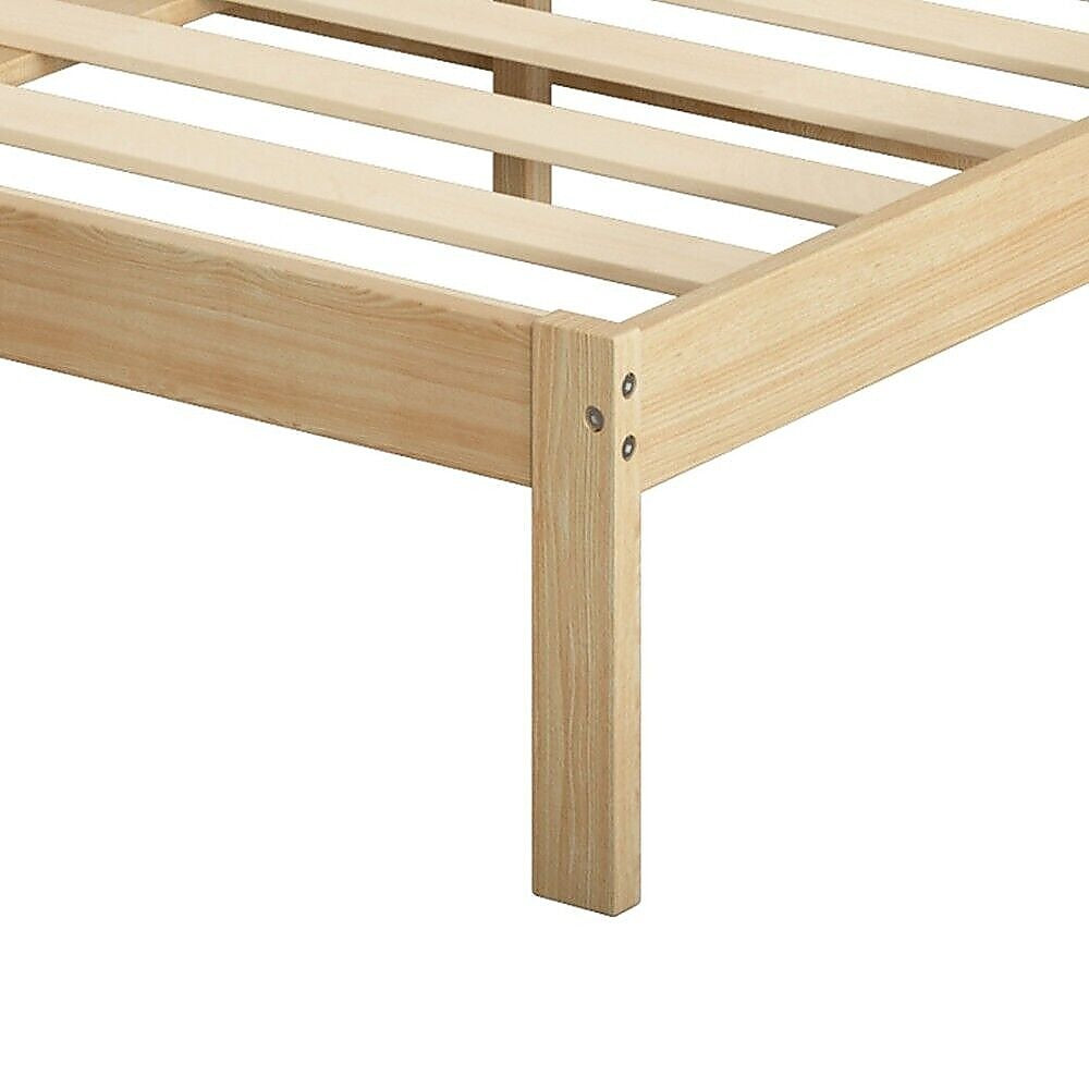 Single Natural Pine Wooden Bed Frame with Timber Slats