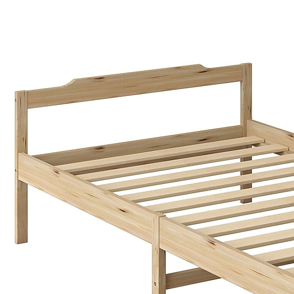 Single Natural Pine Wooden Bed Frame with Timber Slats