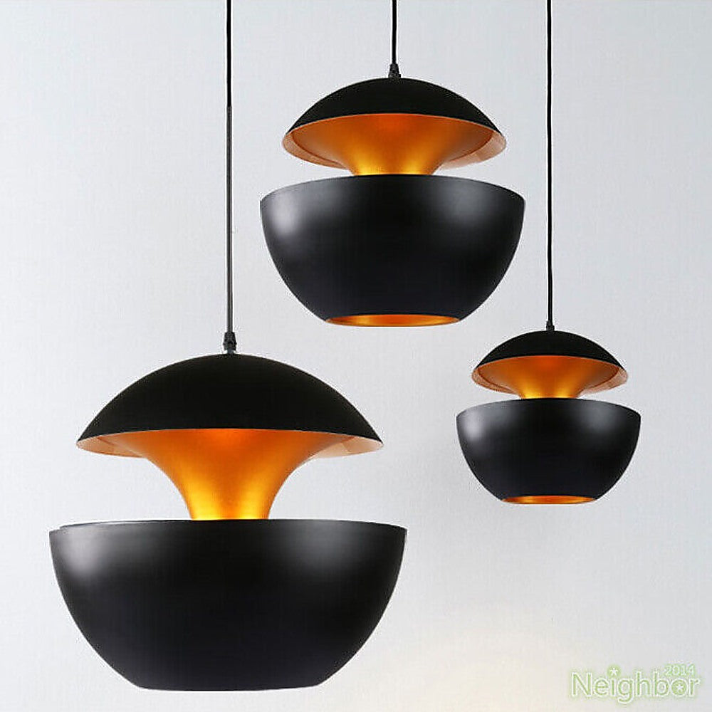 Matte Black LED Pendant Lamp, 25cm, Modern Chandelier Light