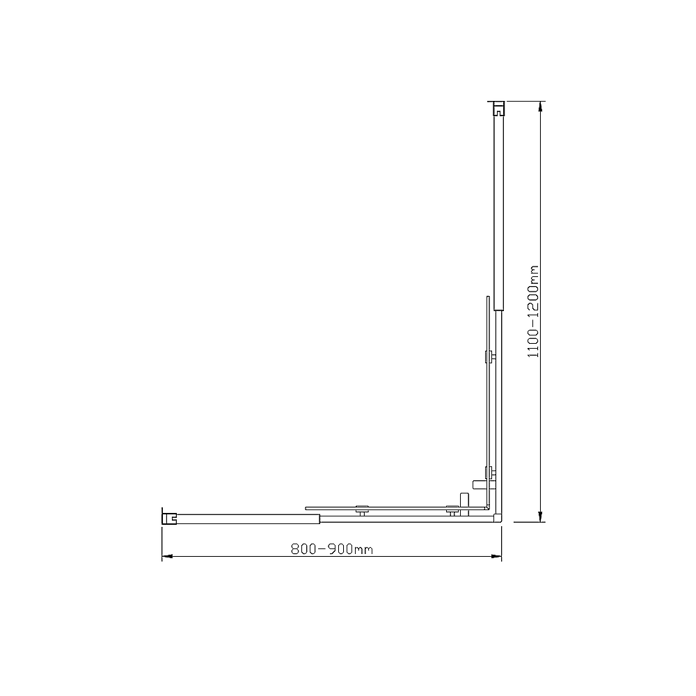 Gold Double Sliding Glass Shower Screen - 900x1200mm, Adjustable