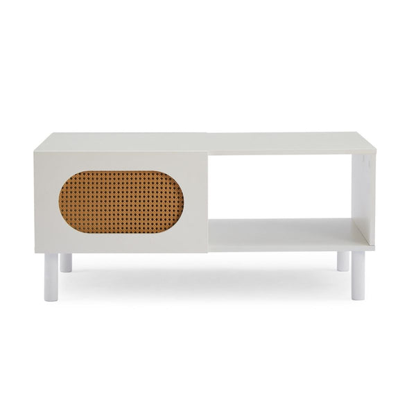 Kailua Rattan Coffee Table with Storage in White