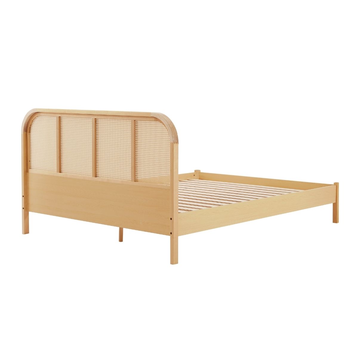 Lulu Bed Frame with Curved Rattan Bedhead - King