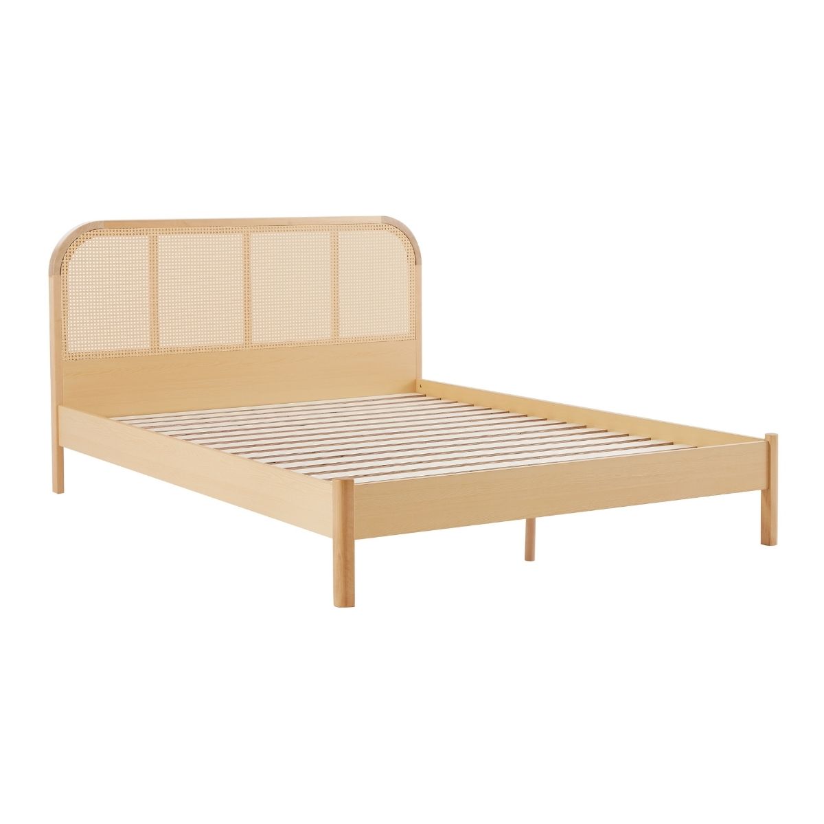 Lulu Bed Frame with Curved Rattan Bedhead - Queen