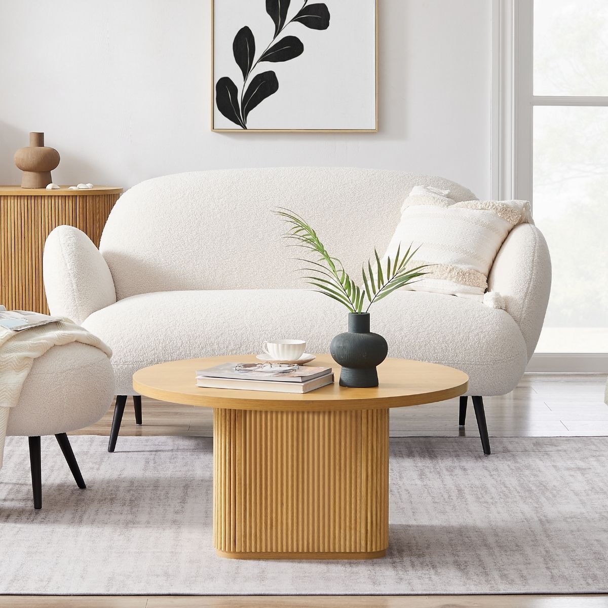 Tate Round Column Coffee Table in Natural