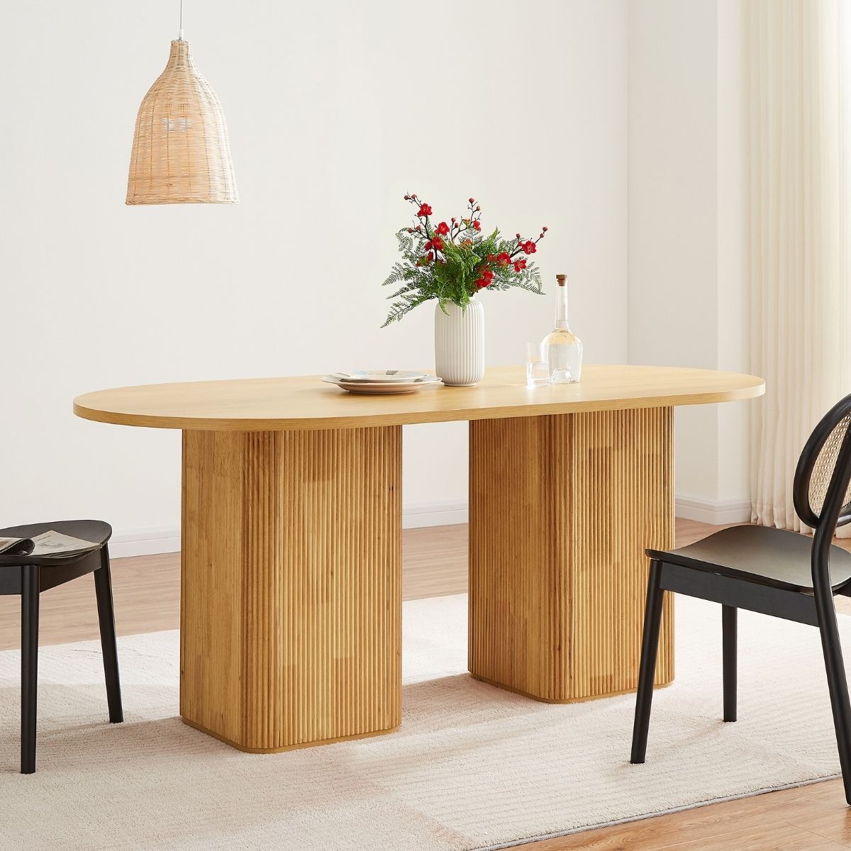 Tate 6 Seater Column Dining Table in Natural