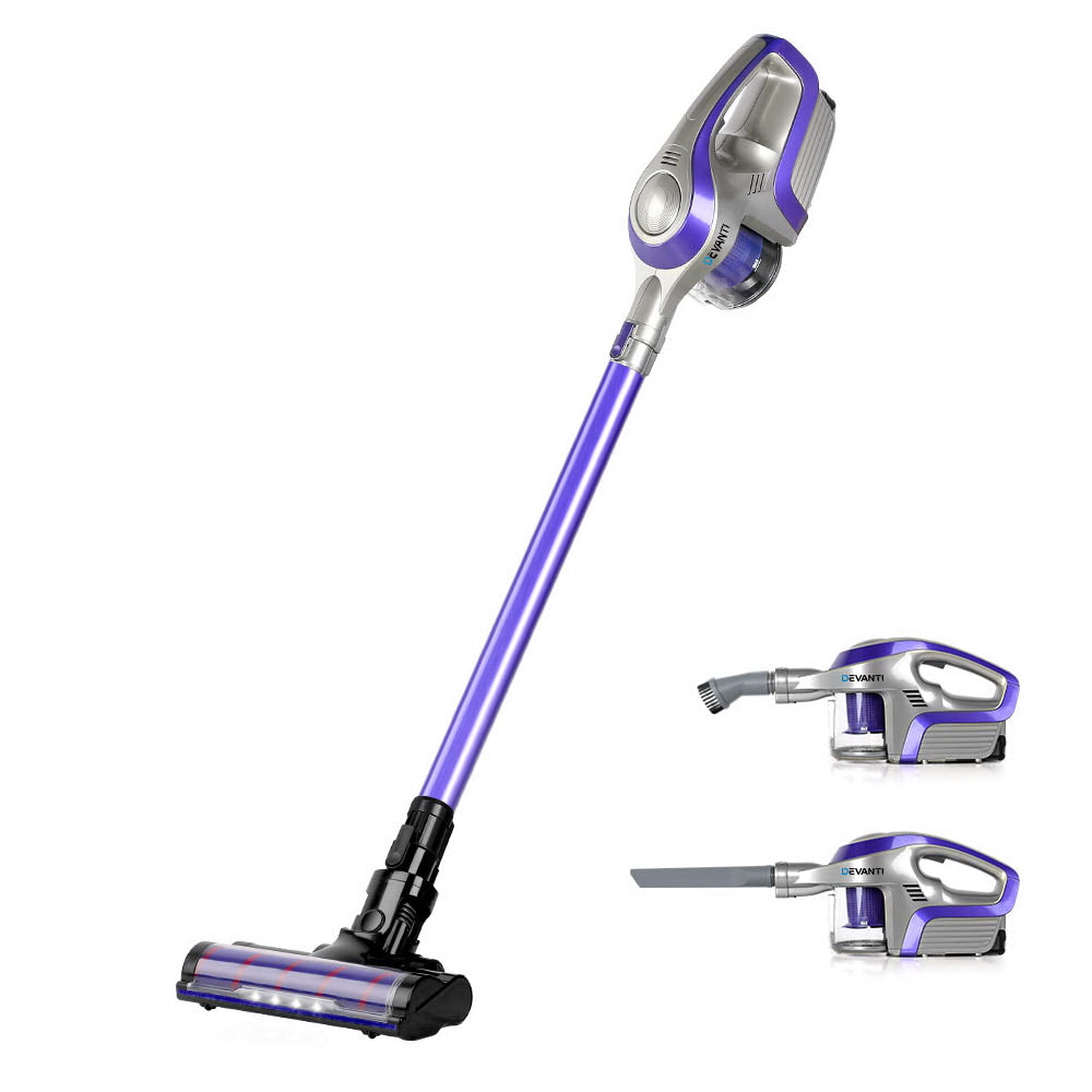 Devanti Handheld Vacuum Cleaner Cordless Roller Brush Head Purple
