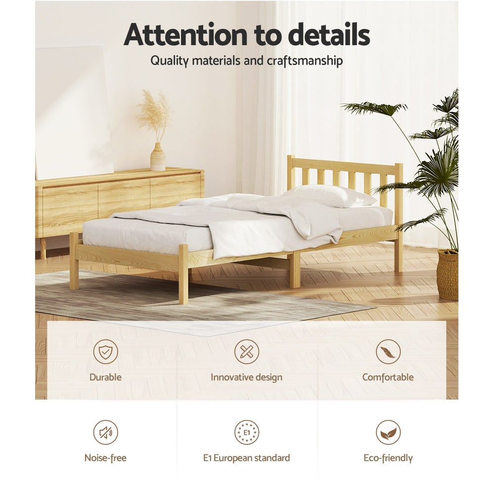 Artiss Bed Frame Single Size Wooden Oak SOFIE