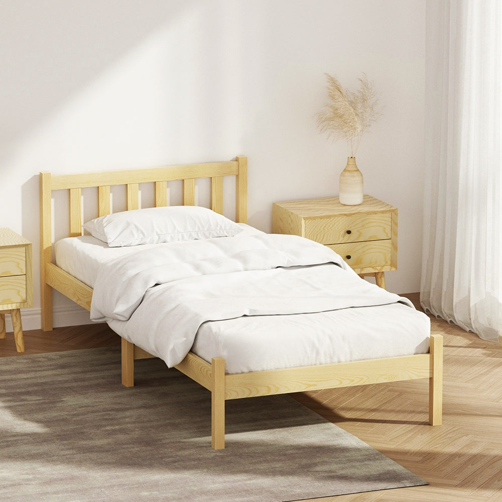 Artiss Bed Frame Single Size Wooden Oak SOFIE