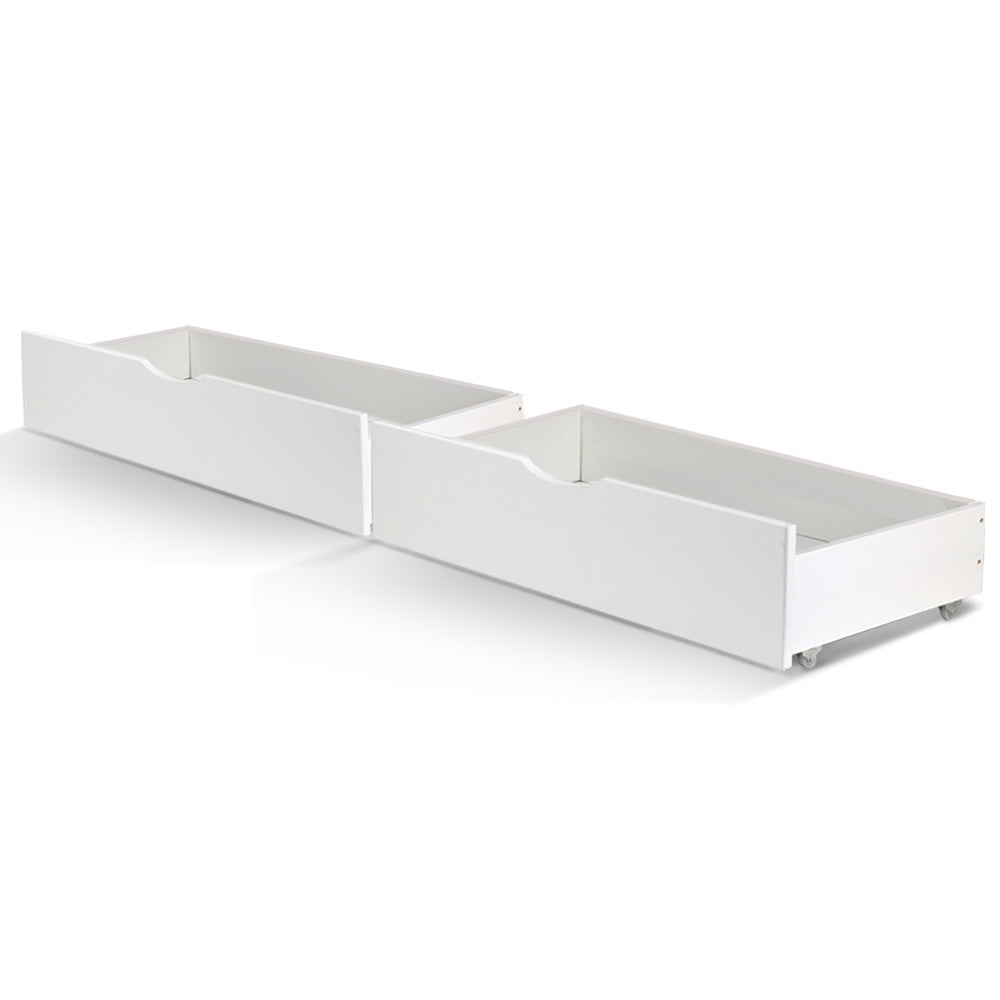 Artiss 2x Bed Frame Storage Drawers Trundle White