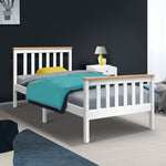 Solid Pine Single Bed Frame, Two-Tone Finish - Artiss