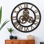 80cm Steampunk Wall Clock, Roman Numerals, Metal Hands, Artiss