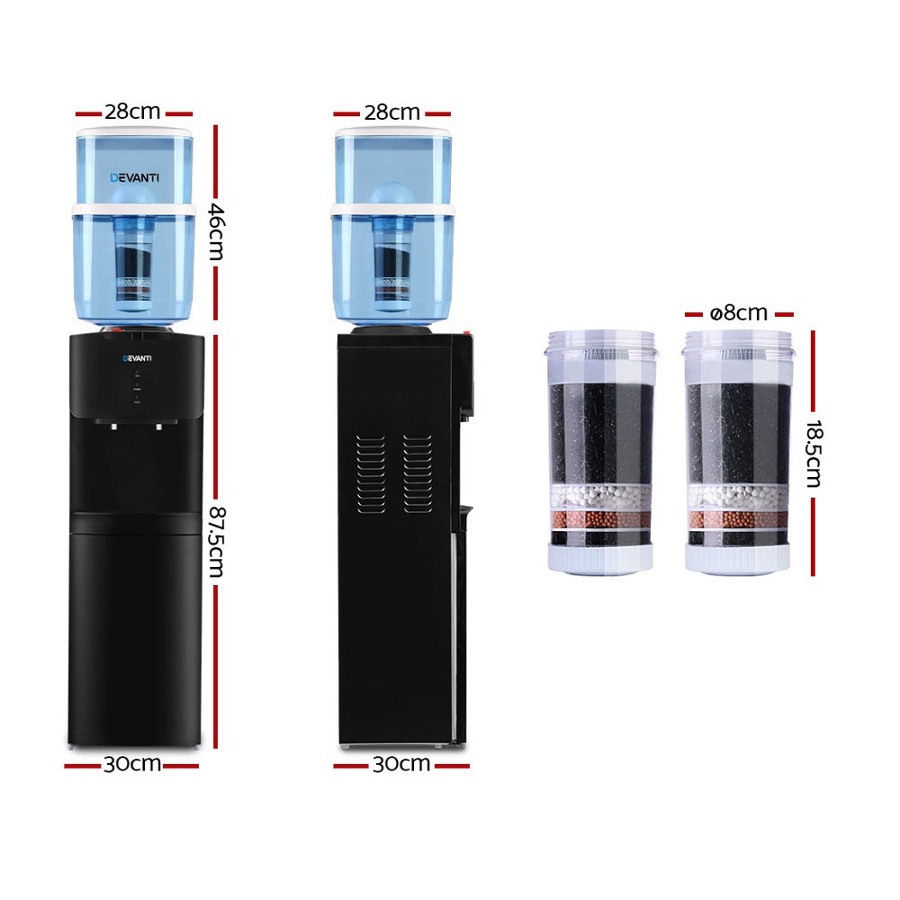 Devanti Water Cooler Dispenser Stand 22L Bottle Black w/2 Filter