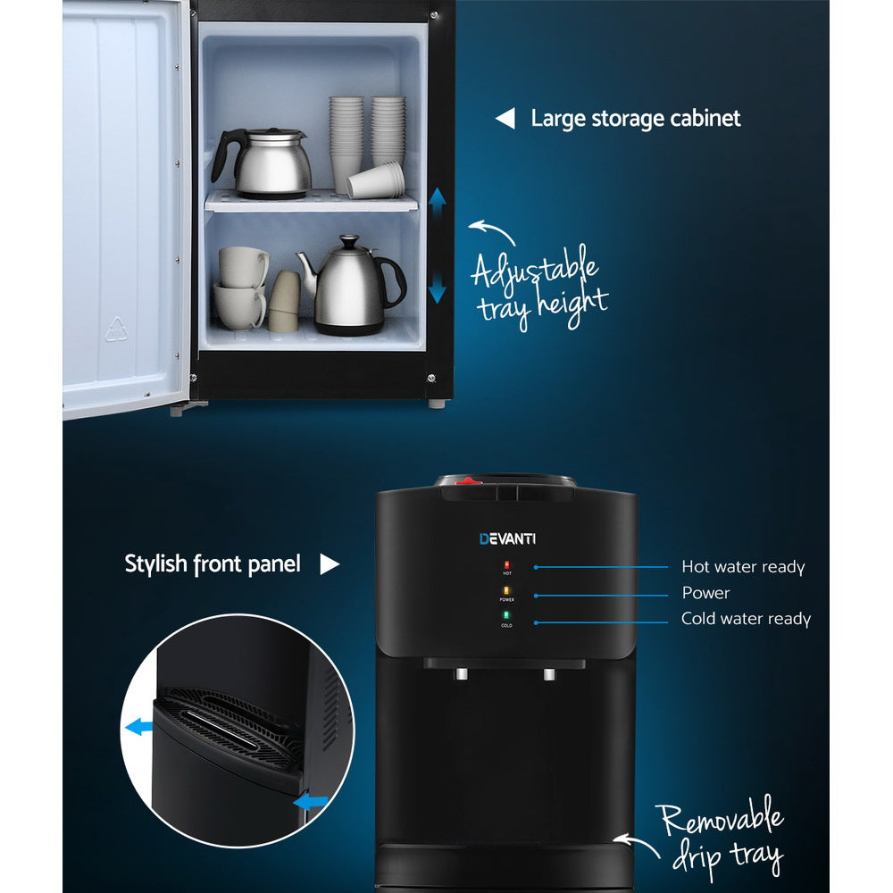 Devanti Water Cooler Dispenser Stand 22L Bottle Black w/2 Filter