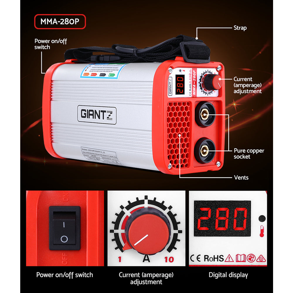 Compact 280 Amp Inverter Welder with IGBT, LED Display - Giantz